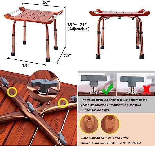 Teak shower bench with adjustable handles — photo 5