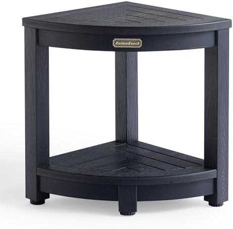 Black corner foot rest shower bench