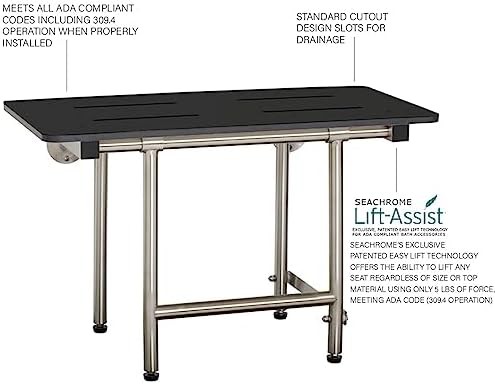 Matte Black Bariatric Folding Shower Bench with Legs — photo 3