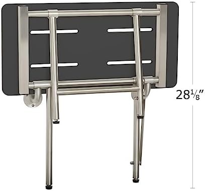 Matte Black Bariatric Folding Shower Bench with Legs — photo 5