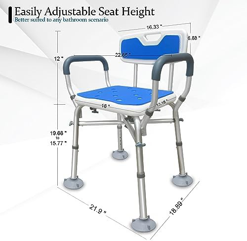 Heavy duty shower chair with armrests — photo 3