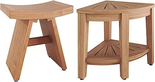 Teak corner and straight bench set