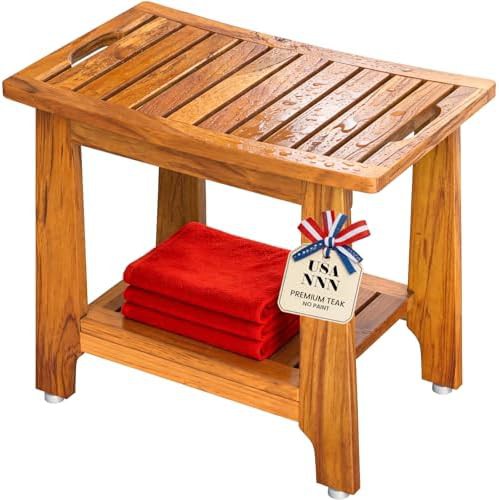 Mid size teak shower bench 21 inch