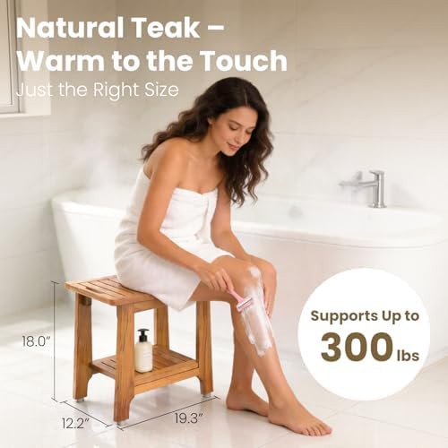 Mid size teak shower bench 21 inch — photo 3