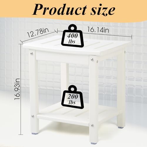 White poly lumber shower storage bench — photo 3