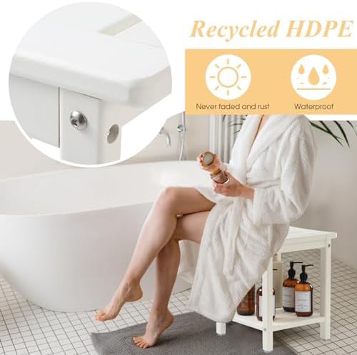 White poly lumber shower storage bench — photo 4