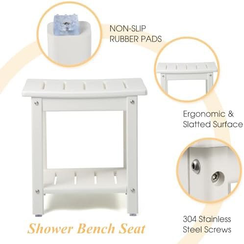 White poly lumber shower storage bench — photo 5