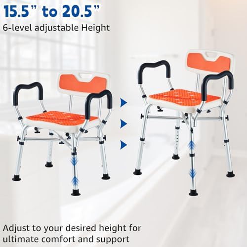 Heavy duty shower chair with arms and back — photo 3