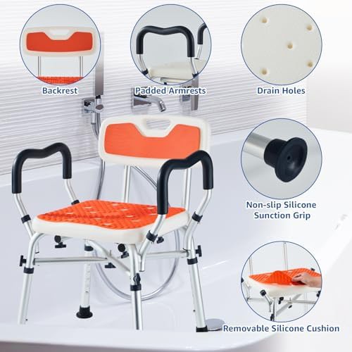 Heavy duty shower chair with arms and back — photo 4