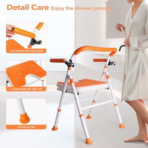 Foldable aluminum shower seat for inside shower — photo 3