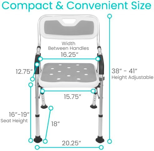 Folding shower chair with arms and back — photo 3