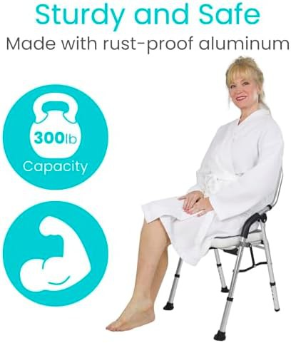 Folding shower chair with arms and back — photo 4