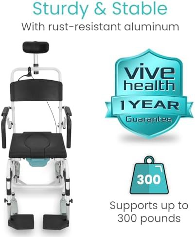 Reclining commode shower chair with wheels — photo 4