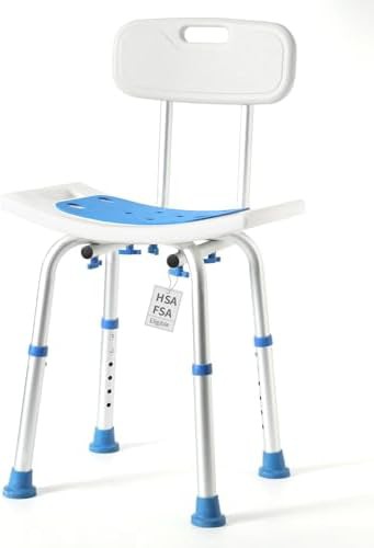 Heavy duty shower chair with backrest