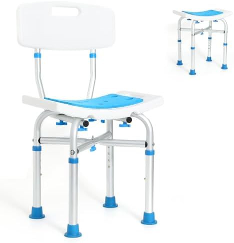 Heavy duty aluminum shower chair with backrest