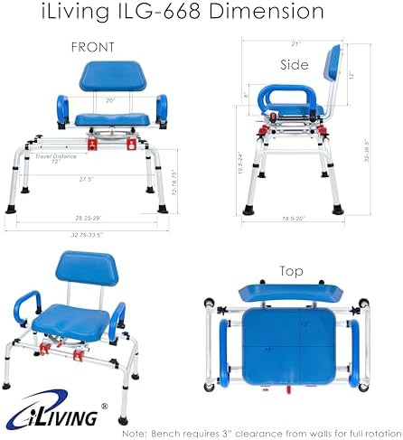 Blue tub transfer bench with swivel seat — photo 4