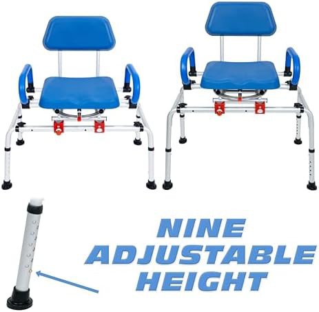 Blue tub transfer bench with swivel seat — photo 5