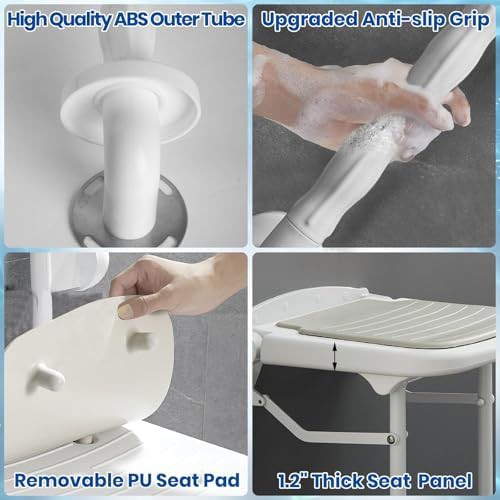 Wall mounted folding seat with grab bar — photo 4