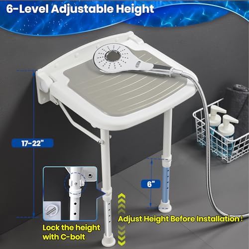Wall mounted folding seat with grab bar — photo 5