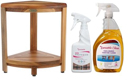 Oasis teak corner stool with cleaner