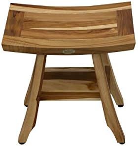Teak shower stool with storage shelf — photo 4