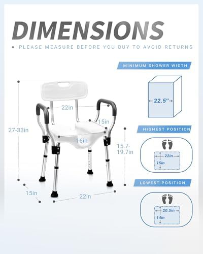 U-shape seat shower chair with arms — photo 4