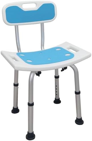 Narrow white shower seat with arms
