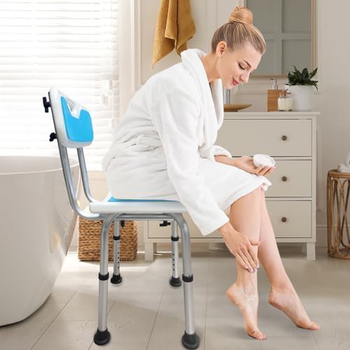 Narrow white shower seat with arms — photo 4