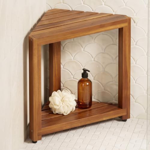 Corner shower stool for shaving legs