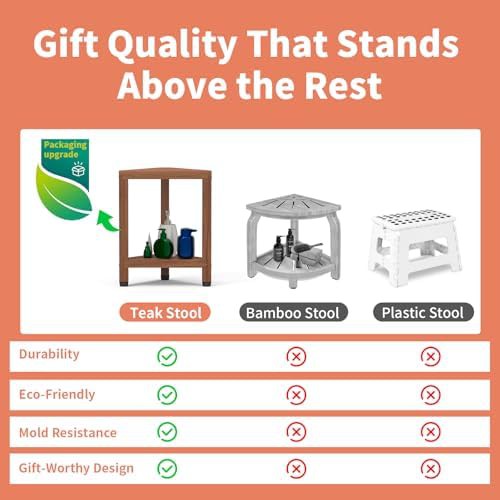 Teak corner shower stool for shaving — photo 4