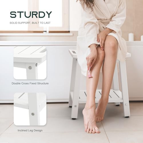 White waterproof HDPE shower bench — photo 4