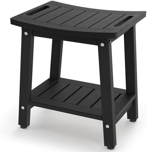 Black waterproof HDPE shower stool