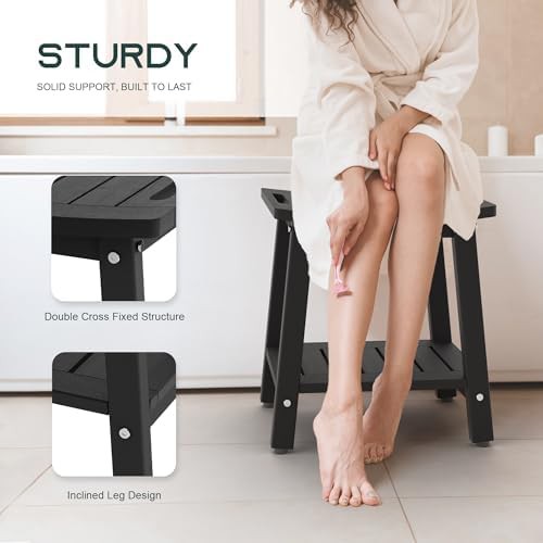 Black waterproof HDPE shower stool — photo 4