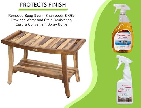 Large brown teak bench with sealer — photo 3
