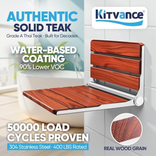 Folding teak wall mounted seat 20 in — photo 3