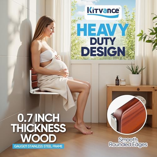 Folding teak wall mounted seat 20 in — photo 5