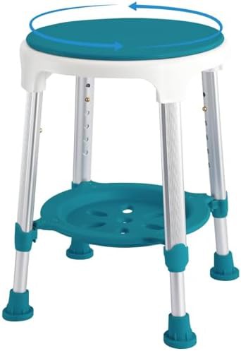 Green swivel shower stool for inside shower