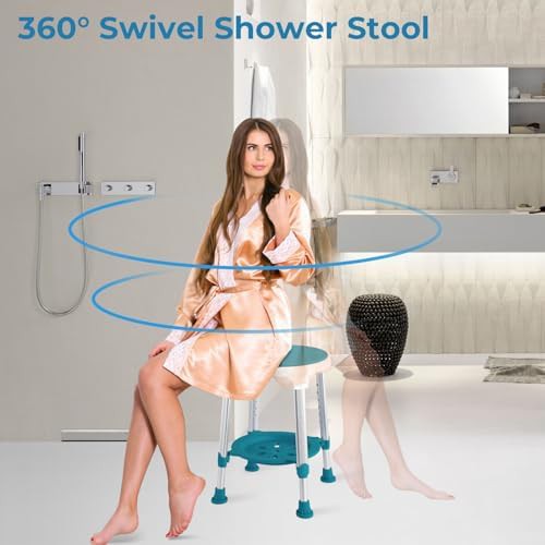 Green swivel shower stool for inside shower — photo 3