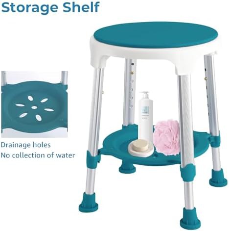 Green swivel shower stool for inside shower — photo 5