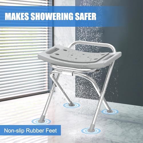 Gray folding stainless steel shower seat — photo 5