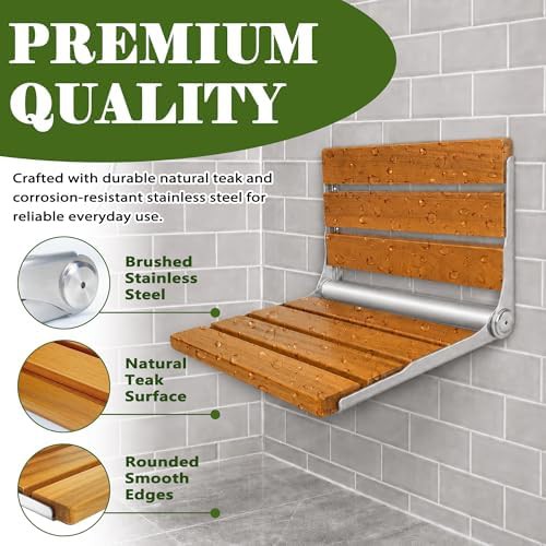 Folding teak wood shower chair — photo 4