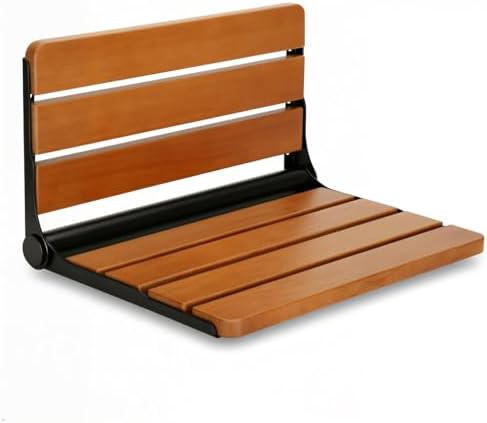 Teak folding shower seat 18 in