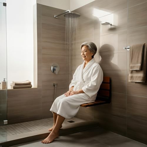 Teak folding shower seat 18 in — photo 4