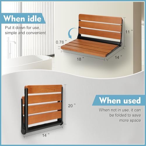 Teak folding shower seat 18 in — photo 5
