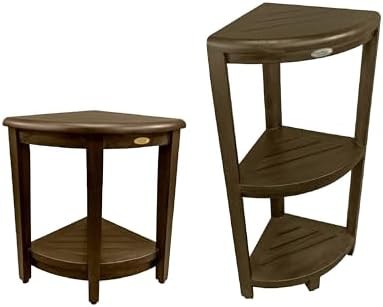 Large thirty two inch corner teak stool
