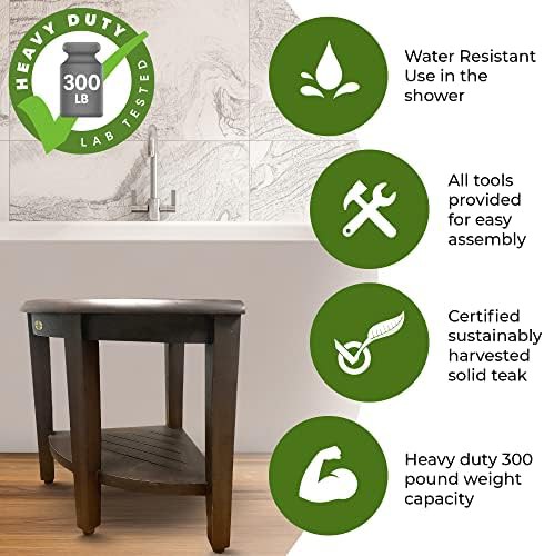 Large thirty two inch corner teak stool — photo 4