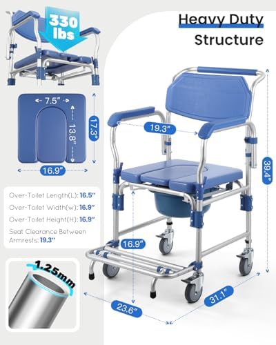 Foldable padded shower chair with drop arms — photo 4