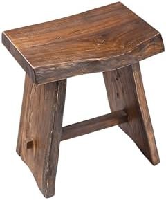 Curved teak wood shower stool with shelf — photo 3