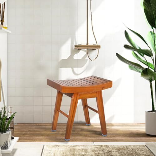 Natural curved teak stool for inside shower — photo 3