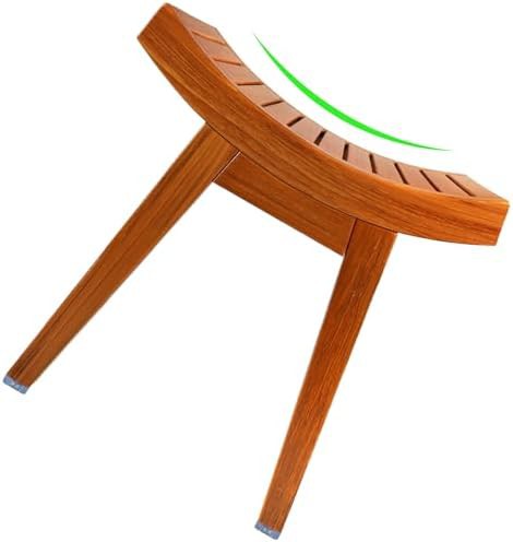 Natural curved teak stool for inside shower — photo 4